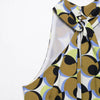 Hanging neck sleeveless feather geometric pattern dress for women