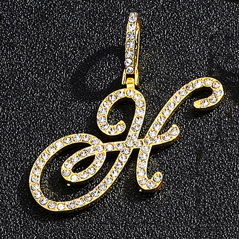 Hip Hop Grass Letter Pendant – Melon Seed Buckle Cuban Chain Accessory