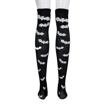 Halloween Black White Long Knee High Socks Costume Masquerade Carnival Cosplay Soft Wind Thigh Stockings Over The Knee