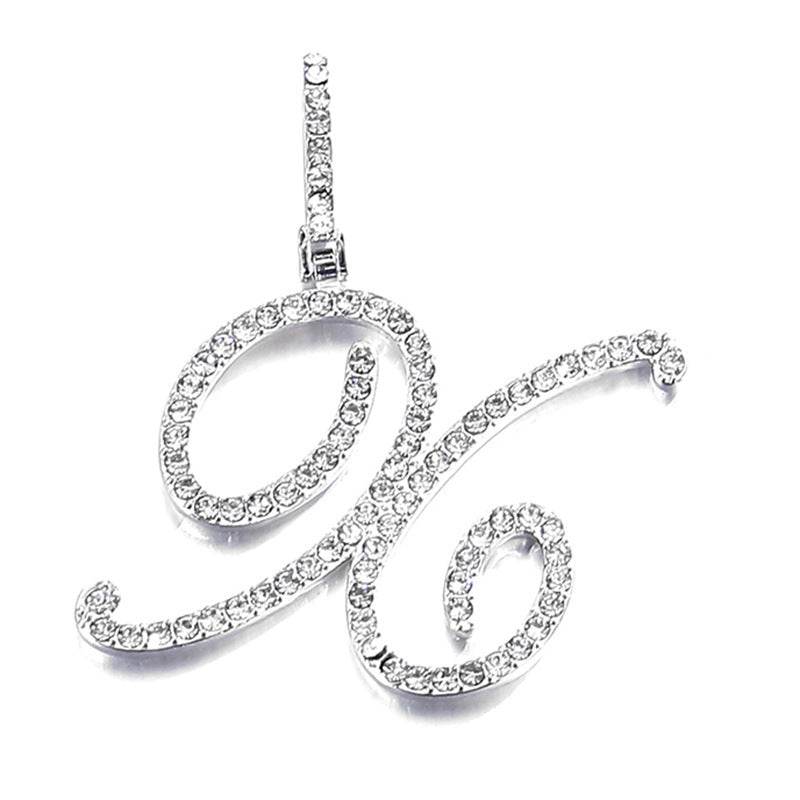 Hip Hop Grass Letter Pendant – Melon Seed Buckle Cuban Chain Accessory