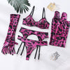 Lingerie Set with Gloves and Stockings - Mesh Printed Design