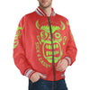 Unsex Striped Trim Bomber Jacket Halloween Collection  CASH FACE Bomber