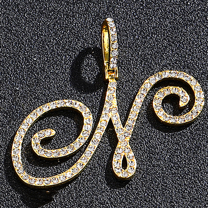 Hip Hop Grass Letter Pendant – Melon Seed Buckle Cuban Chain Accessory