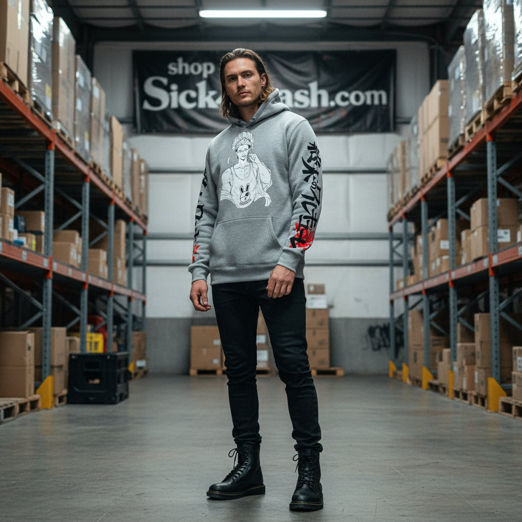 Gray hoodie with design