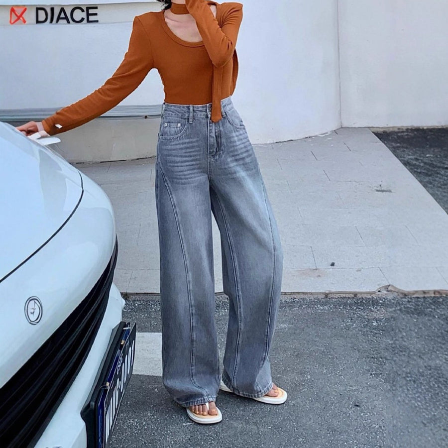 Original Denim Pants Women High-Grade Narrow Loose Slim Straight Long Pants
