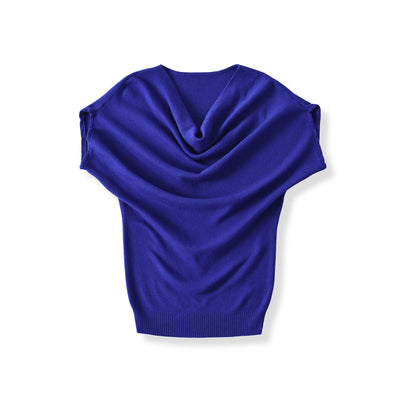Slant shoulder top short sleeved T-shirt