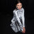Women's High Neck Long Sleeve Black Printed Halloween Dress Long Length