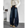 Deep blue washed wide leg jeans for men