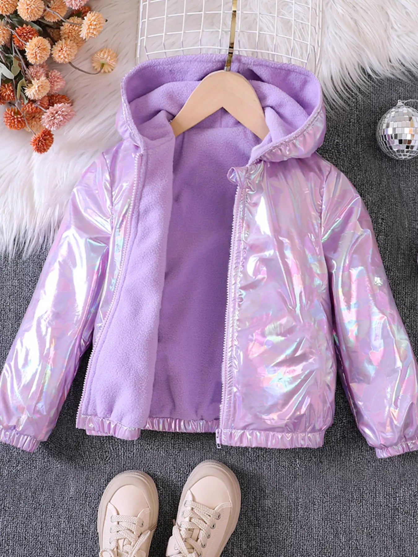Children's Zip Up Hooded Fleece-Lined Jacket