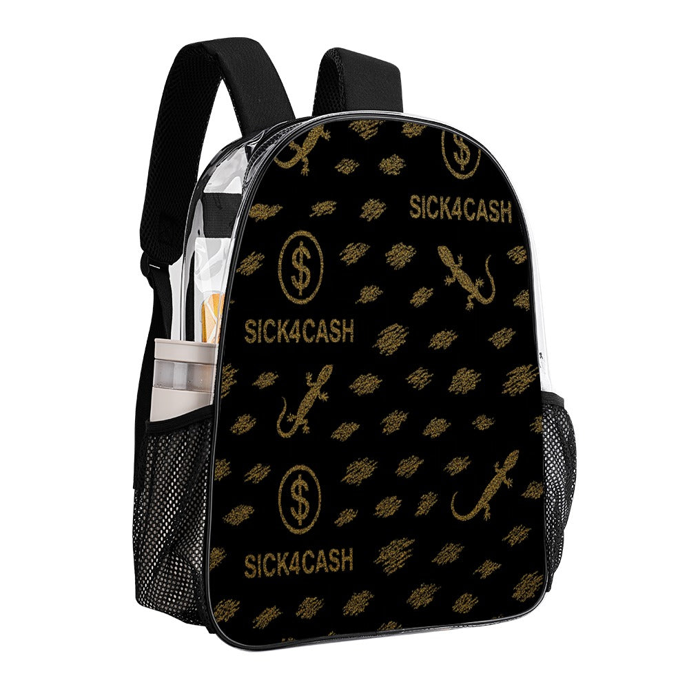 Sick 4 Cash Monogram Transparent Bag 17" — New Drop. No Secrets. All Hustle.
