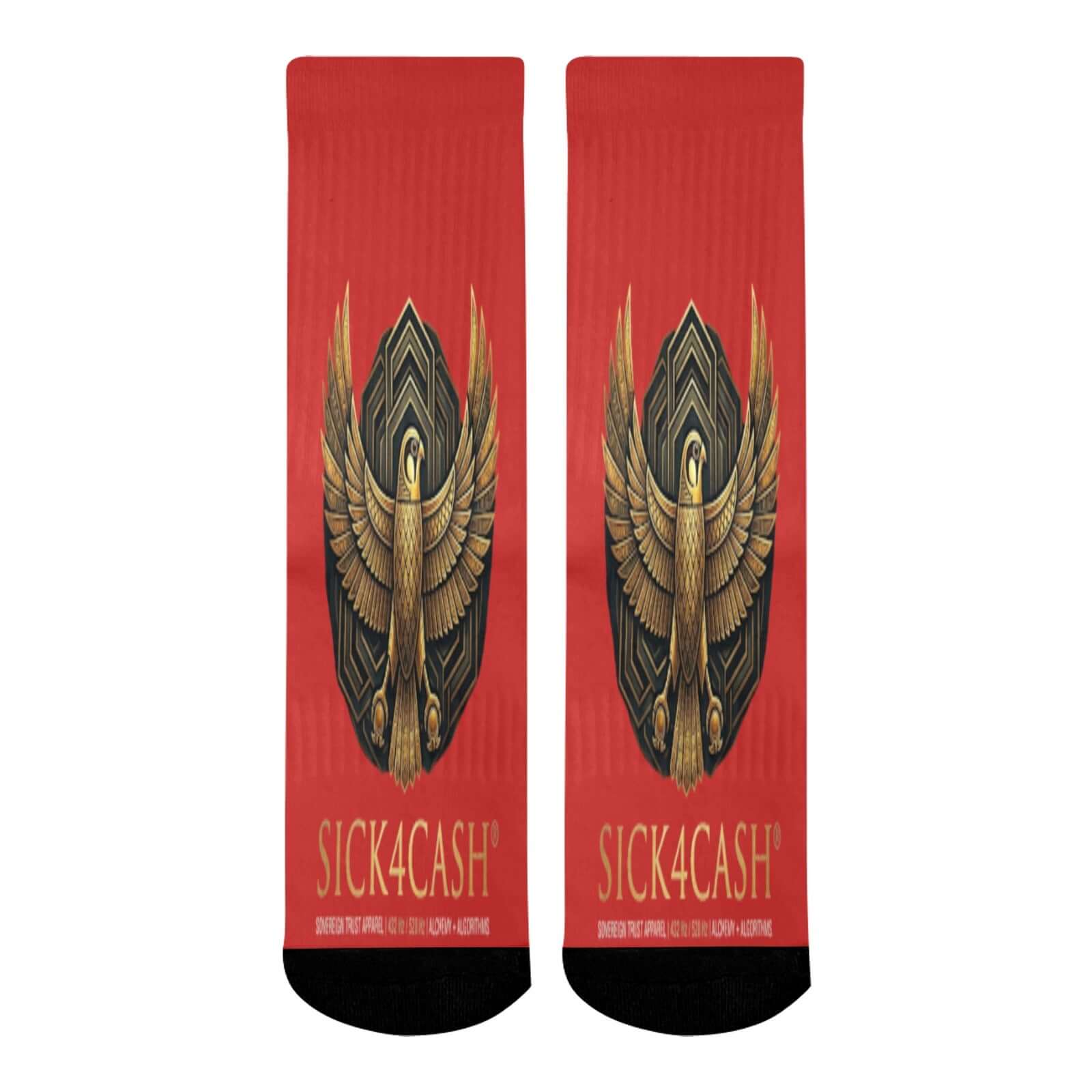 Mid-Calf Socks (Black Bottom) featuring bold all-over print design with a sleek black bottom.