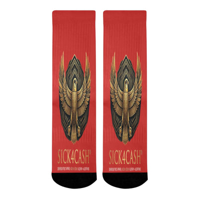 Mid-Calf Socks (Black Bottom) featuring bold all-over print design with a sleek black bottom.
