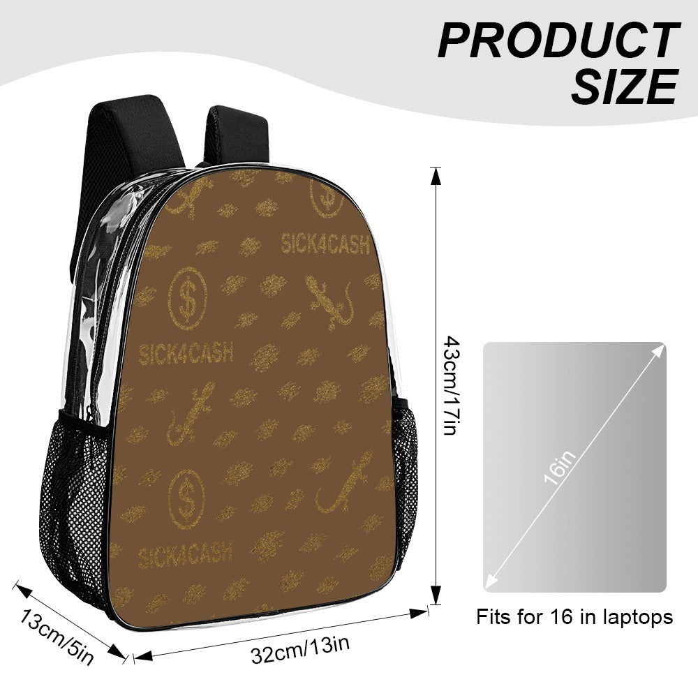 Sick 4 Cash Monogram Transparent Bag 17" — New Drop. No Secrets. All Hustle.