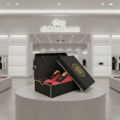 Design a sneaker for red and white bottom