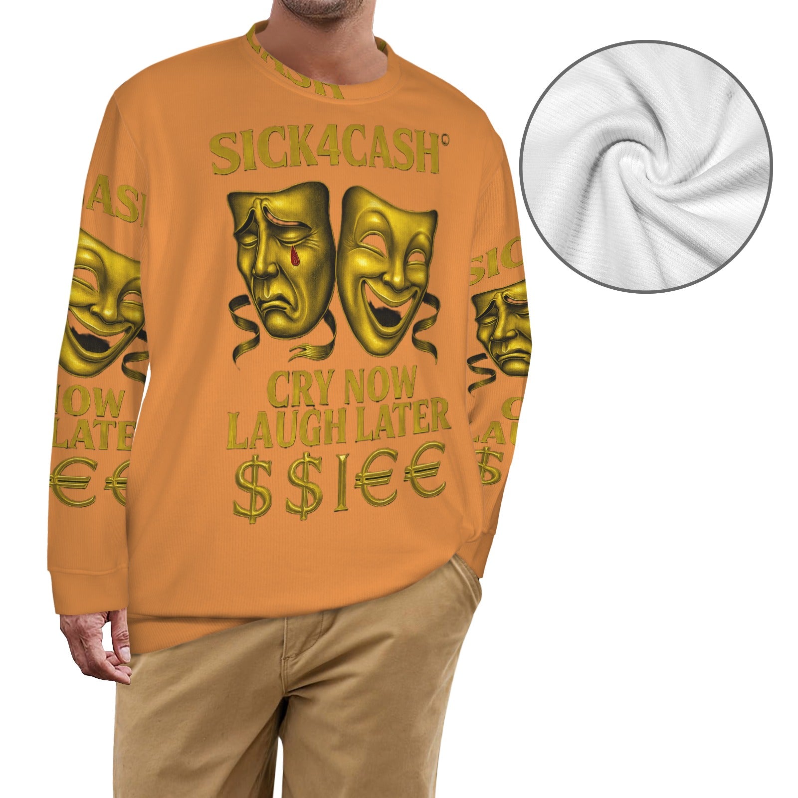 🧥 SICK4CASH® Legacy CRY NOW LAUGH LATER Sweater (Unisex | S–XL) This isn’t just a sweater—it’s a wearable archive. A tribute to the grind, the bloodline, and the payout. Upload your family photo, embed your legacy, and wear the movement.
