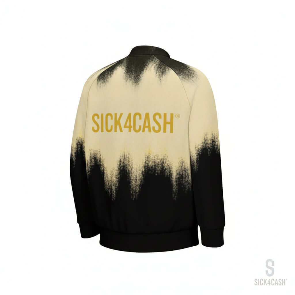 Sick4Cash Premium Varsity Jacket - S4C Sweater Cloth featuring a stylish gradient design on the back.