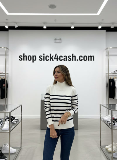 White and navy striped sweater