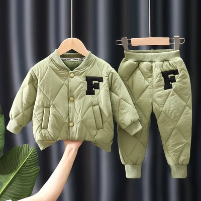 S4C Winter Boys Clothing Sets Alphabet Fashion Warm Coat And Pants 2Pcs Boys Suits Birthday Gifts New Kids Clothes