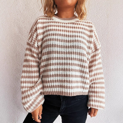 🧶 SICK4CASH® Retro Striped Knitted Pullover – Women’s Loose Fit