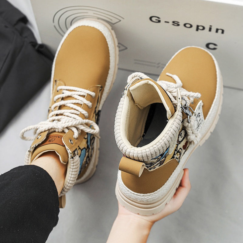 Men's Winter High-Top Martin Boots – Plush Lined Workwear & Motorcycle Boots