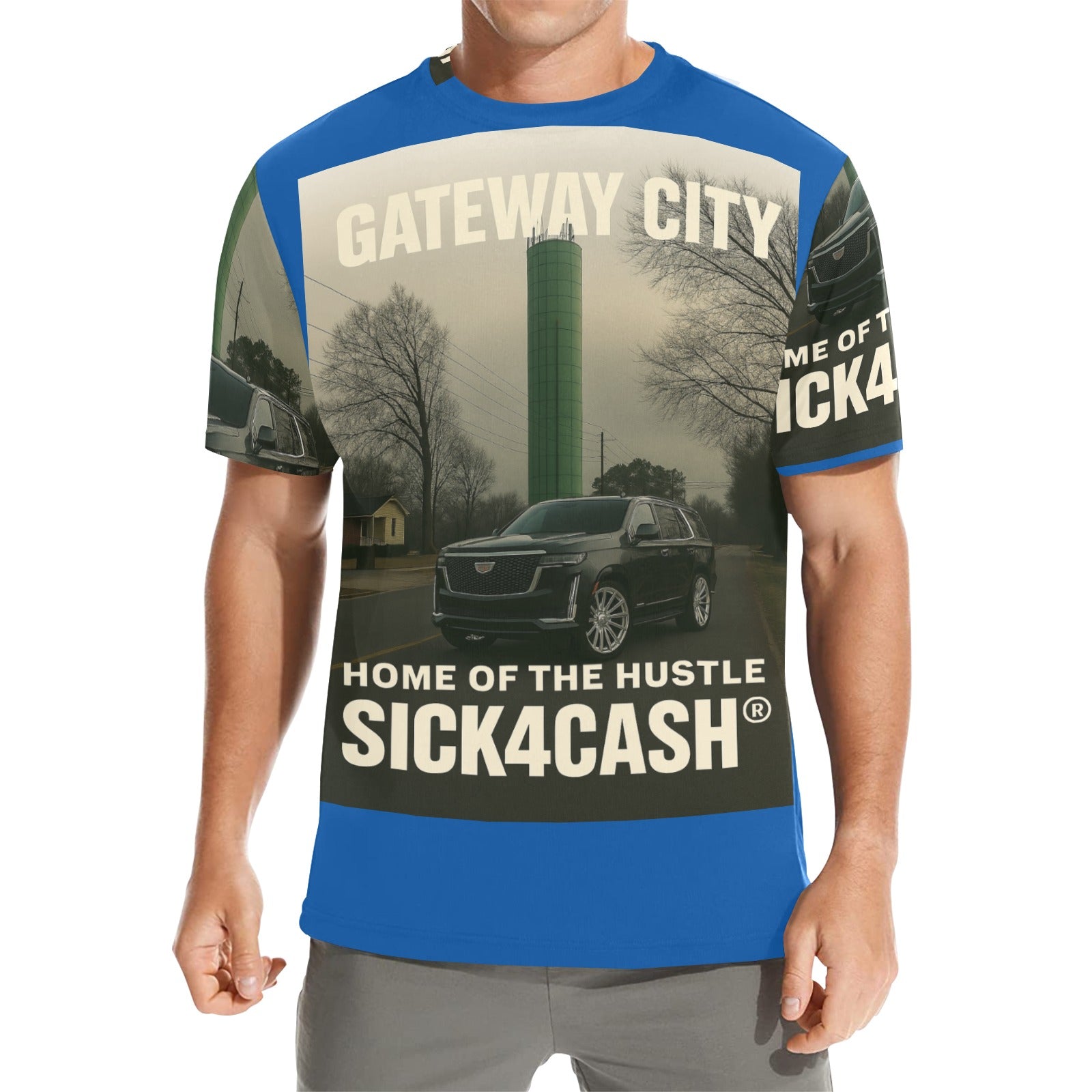 SICK4CASH® “QUE” All-Over Print Tee — Men’s Crew Neck