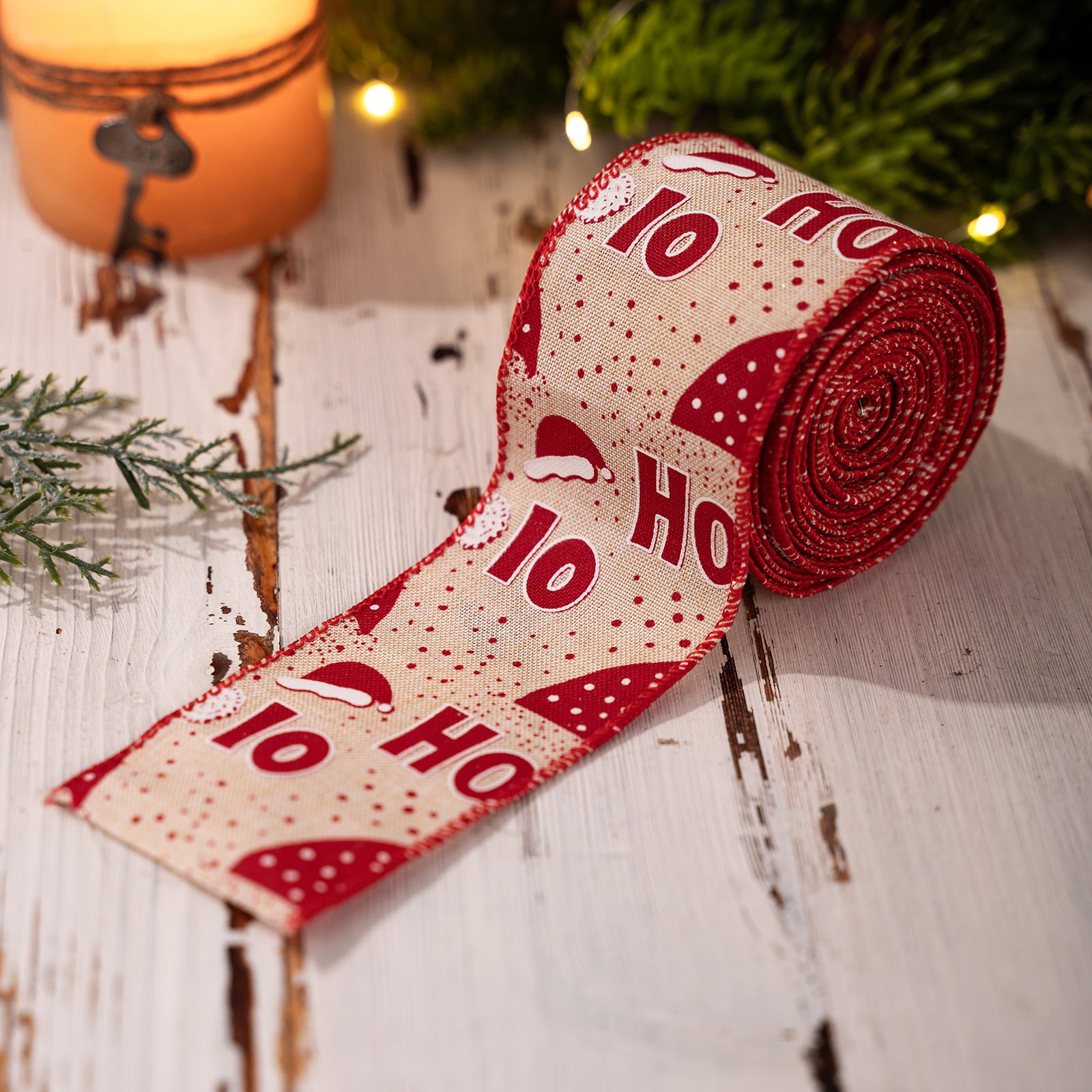 Christmas Ribbon with HOHO Print – Holiday Wrapping & Craft Decor