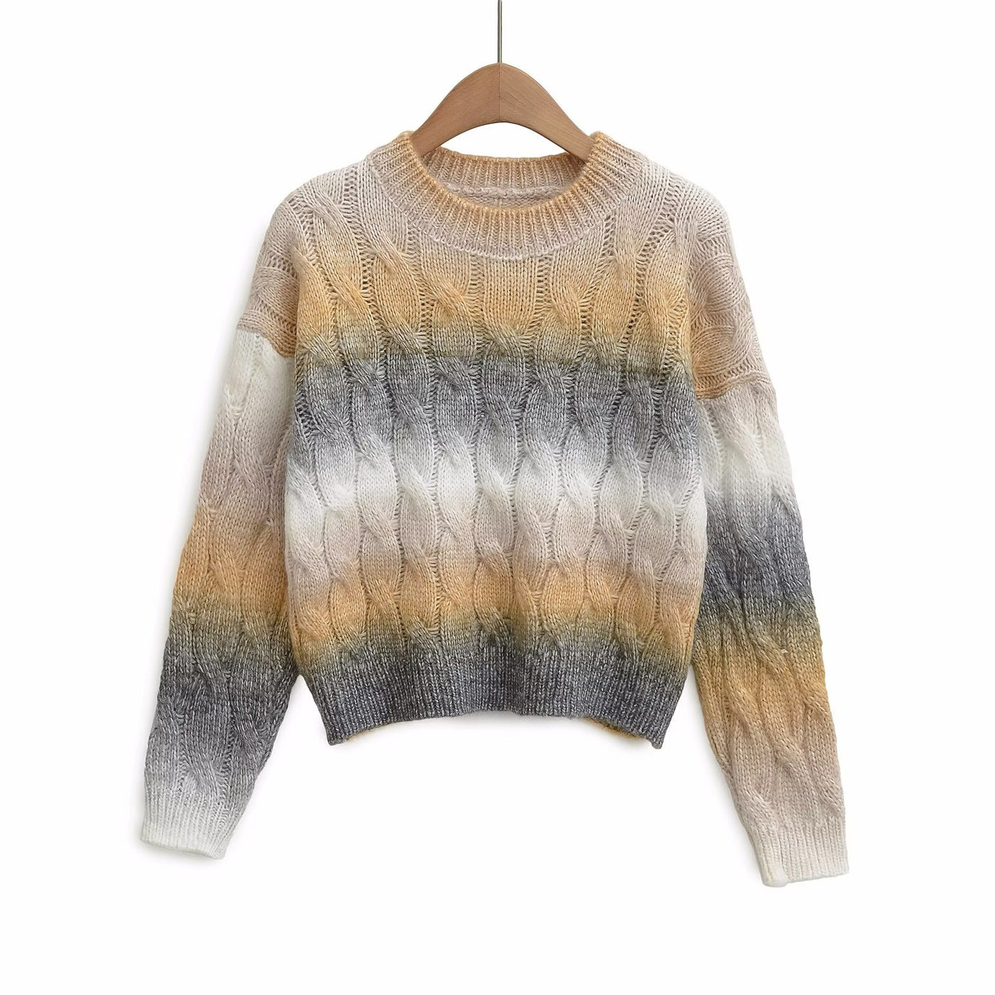 Gradient Cable Knit Sweater – Cozy Fade, Street-Ready Flow