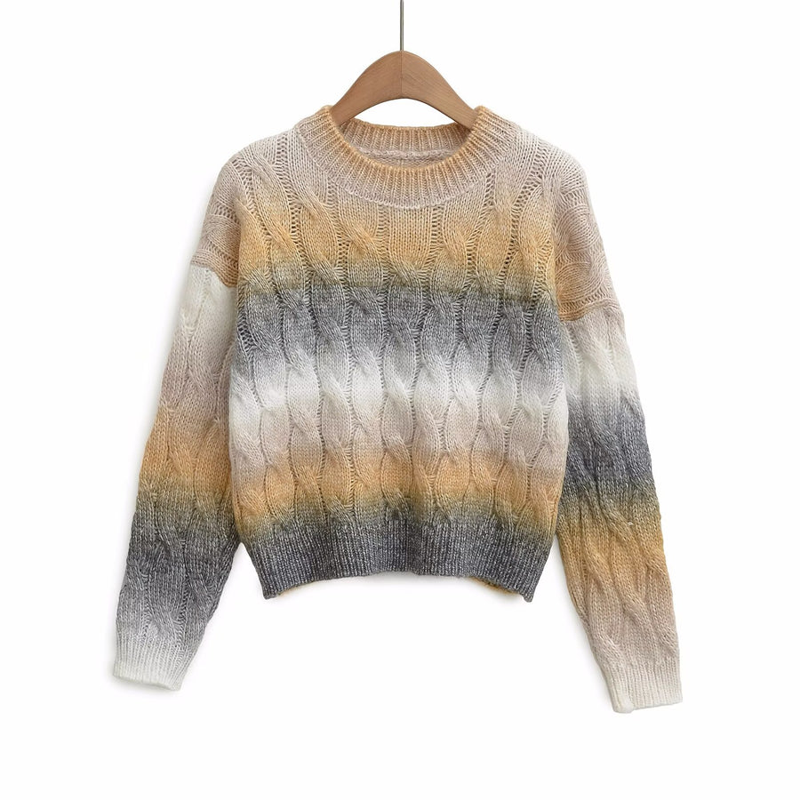 Gradient Cable Knit Sweater – Cozy Fade, Street-Ready Flow