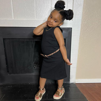 Children Clothing New Girls Solid Color Camisole Dress Casual Mid Length A Skirt
