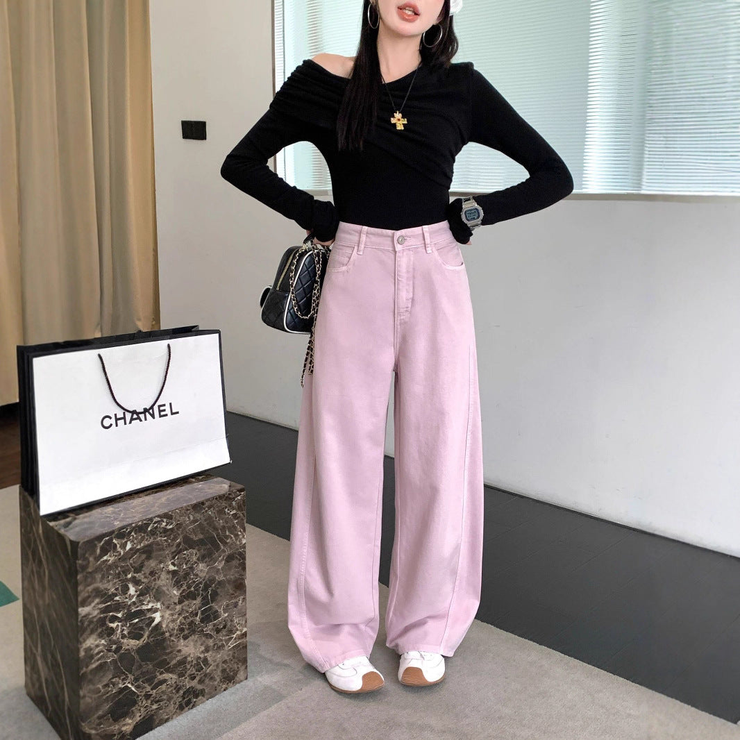 White Flare Denim Pants – High-Quality Korean Wide-Leg Trousers for Women