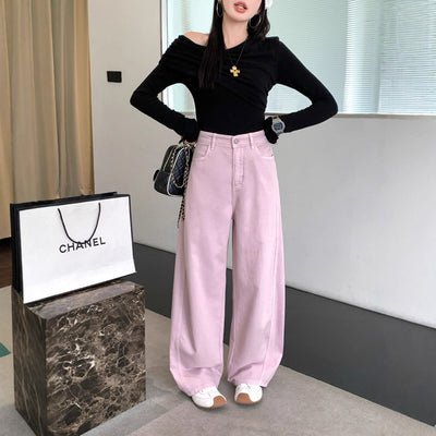 White Denim Pants Women's Flare Trousers Korean High-Quality Simple Wide-Leg Slimming Pear-Shaped Denim Long Pants
