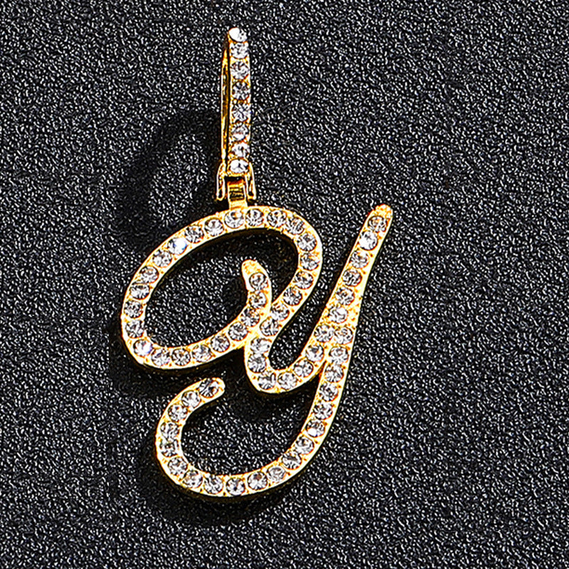 Hip Hop Grass Letter Pendant – Melon Seed Buckle Cuban Chain Accessory
