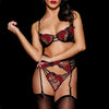 Embroidered sexy three-point style erotic lingerie gathering bra three piece set