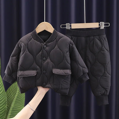 S4C Winter Boys Clothing Sets Alphabet Fashion Warm Coat And Pants 2Pcs Boys Suits Birthday Gifts New Kids Clothes
