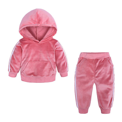 S4CChildren's Clothing Boys And Girls Suits Sports And Leisure Gold Velvet Two-Piece Children's Clothes