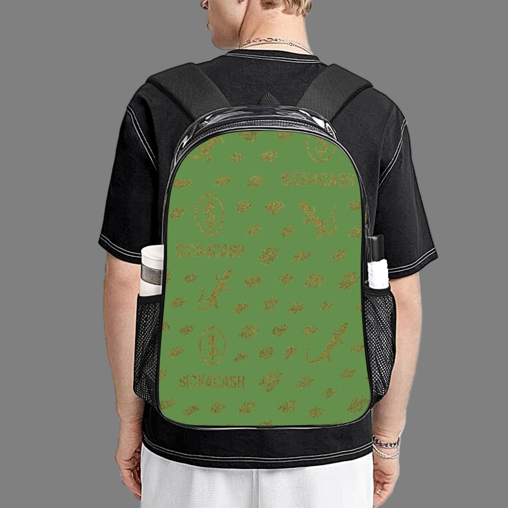 Sick 4 Cash Monogram Transparent Bag 17" — New Drop. No Secrets. All Hustle.