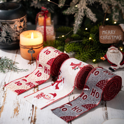 Christmas Ribbon with HOHO Print – Holiday Wrapping & Craft Decor