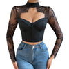 S4c Arrival Sexy  Low-Cut Top Elegant Fitted Lace Long-Sleeve Women's Dress