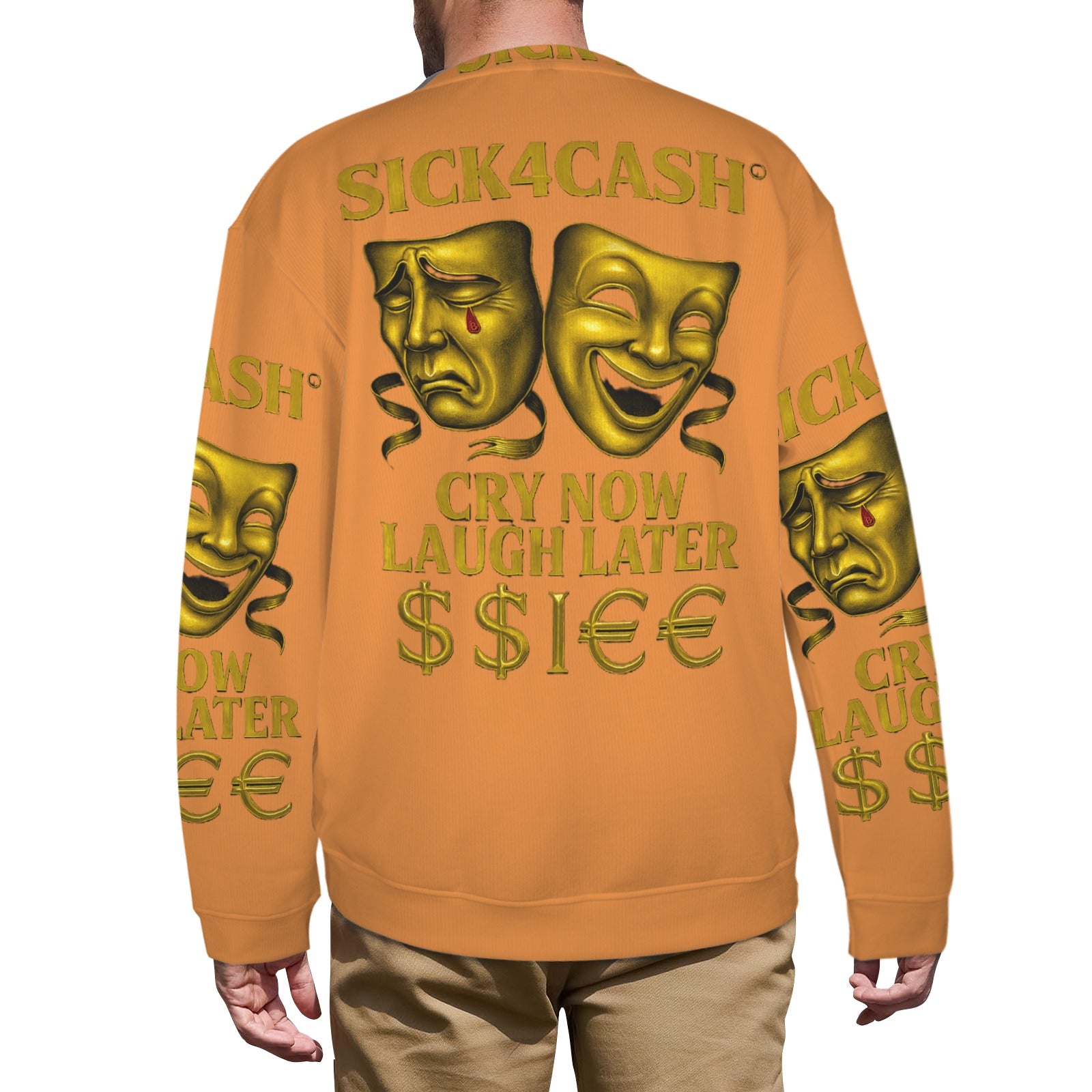 🧥 SICK4CASH® Legacy CRY NOW LAUGH LATER Sweater (Unisex | S–XL) This isn’t just a sweater—it’s a wearable archive. A tribute to the grind, the bloodline, and the payout. Upload your family photo, embed your legacy, and wear the movement.