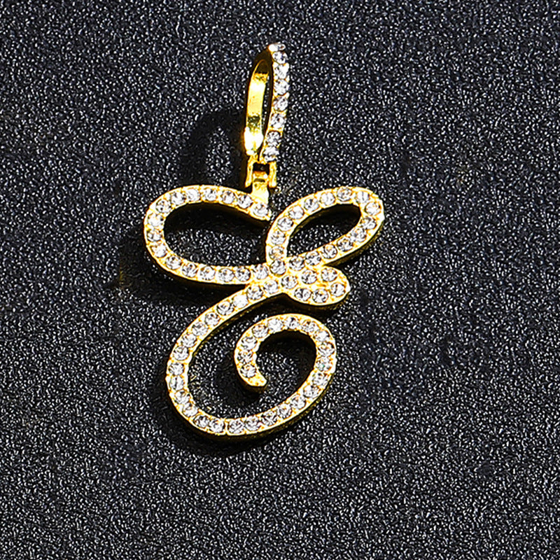 Hip Hop Grass Letter Pendant – Melon Seed Buckle Cuban Chain Accessory