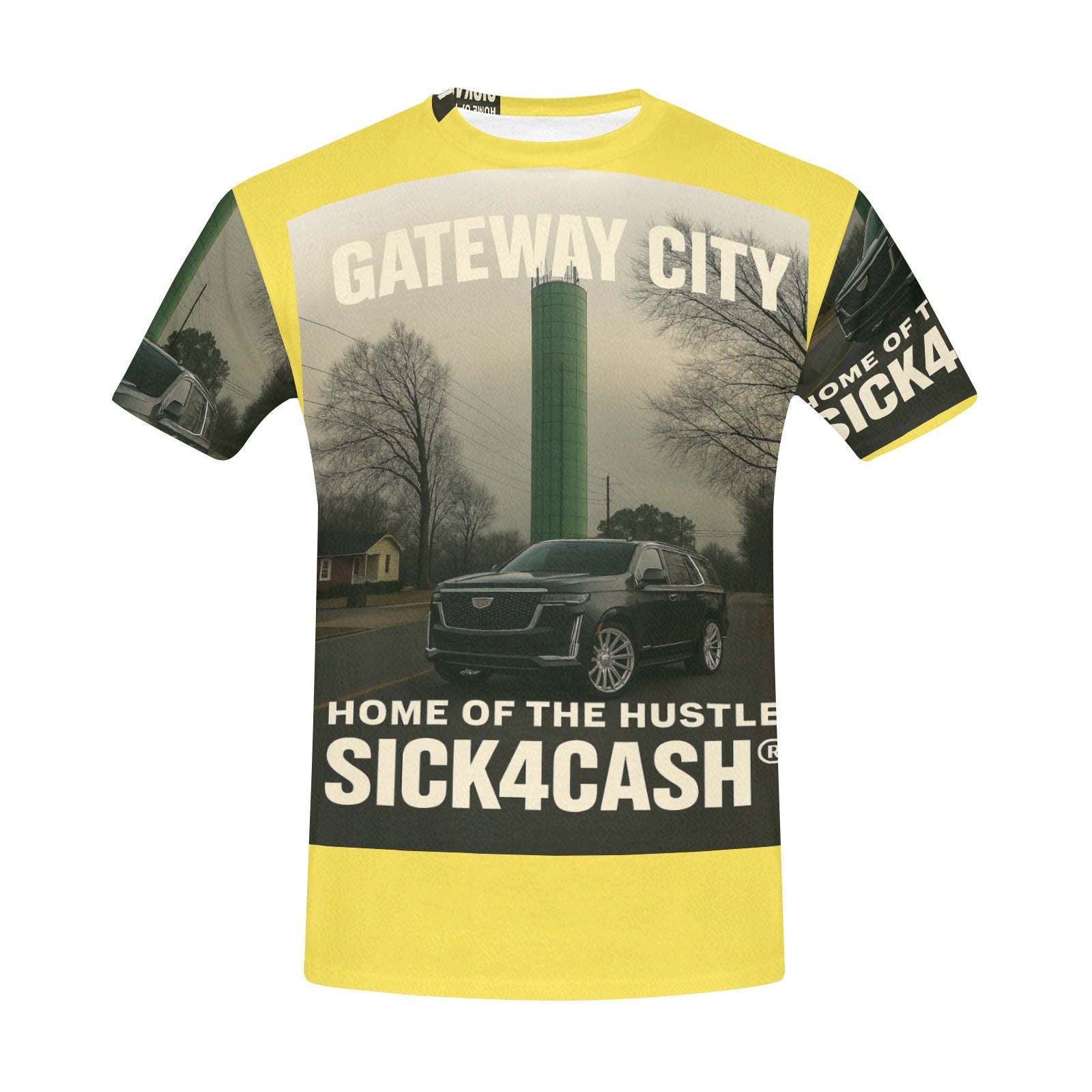 SICK4CASH® “QUE” All-Over Print Tee — Men’s Crew Neck