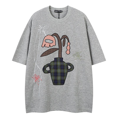 Potted Plant  Trendy Short Sleeve Loose Design Unisex T-Shirt Summer