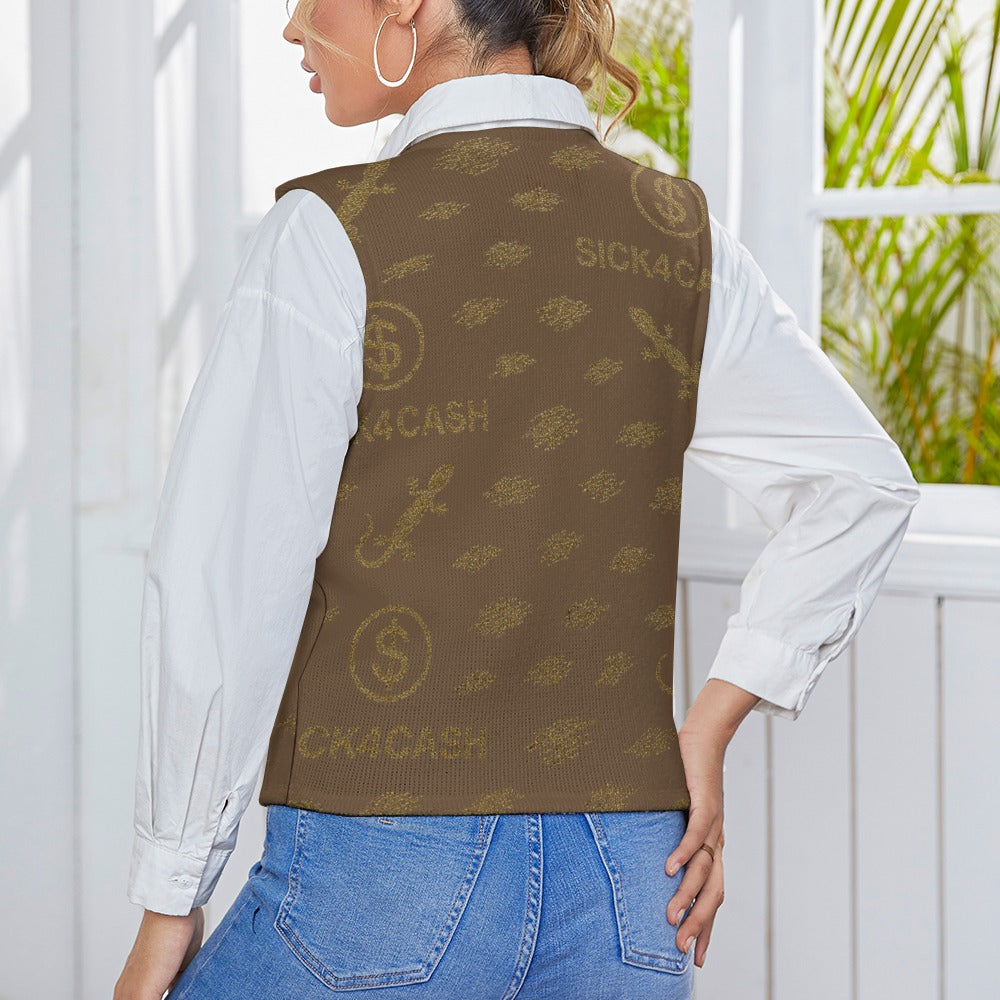 Women's Long Sleeve Button Knit Vest