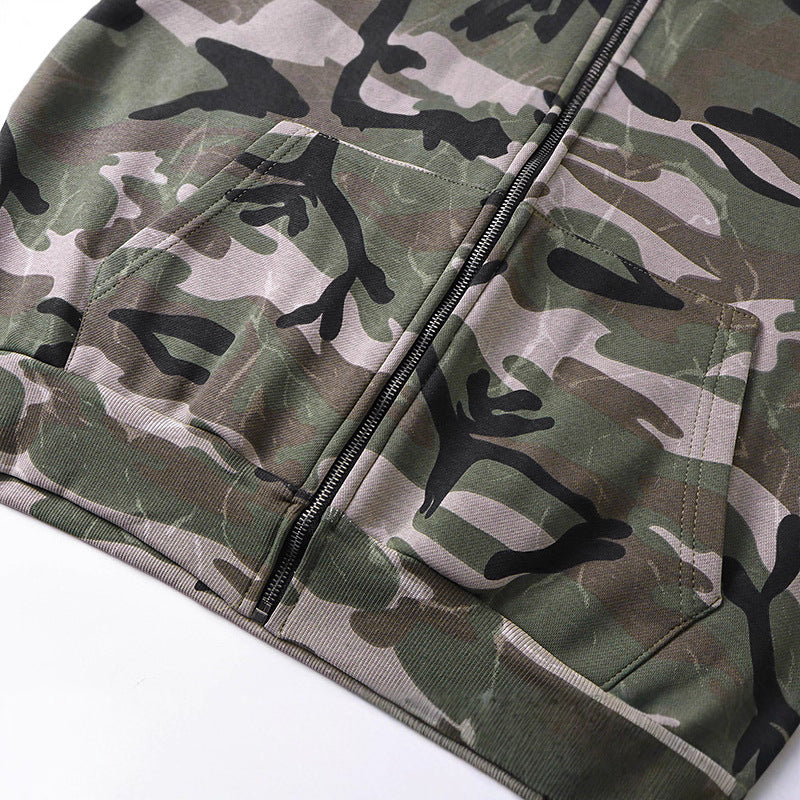 Camouflage hoodie with lining and zipper