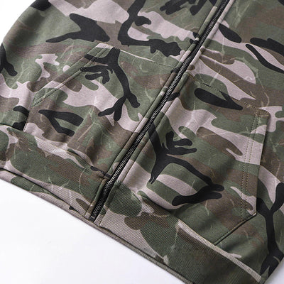 Camouflage hoodie with lining and zipper