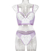 Lace Trim Bra Cup Hollow Out European and American Style Lingerie Two-Piece Set