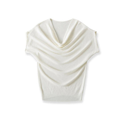 Slant shoulder top short sleeved T-shirt