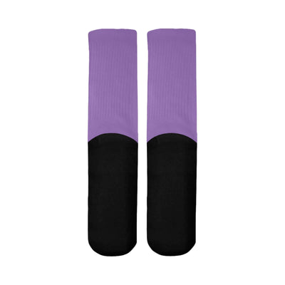 Mid-Calf Socks (Black Bottom) featuring a bold black bottom and stylish purple top design.