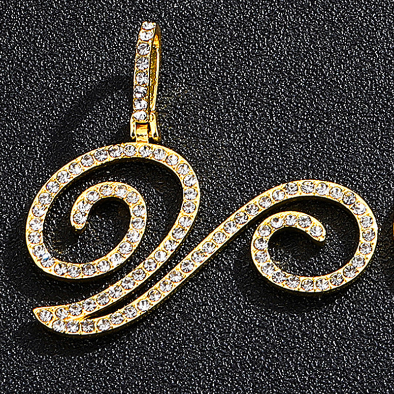 Hip Hop Grass Letter Pendant – Melon Seed Buckle Cuban Chain Accessory