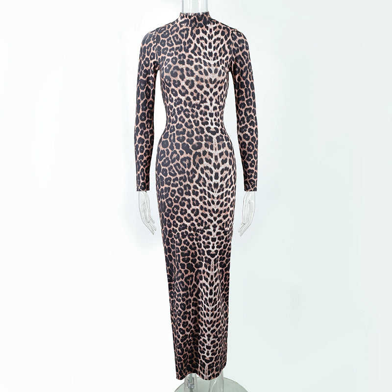Autumn Leopard Print Long Dress